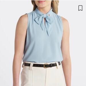 Violets & Roses Blue Polly Tie Detail Sleeveless Blouse Size MP